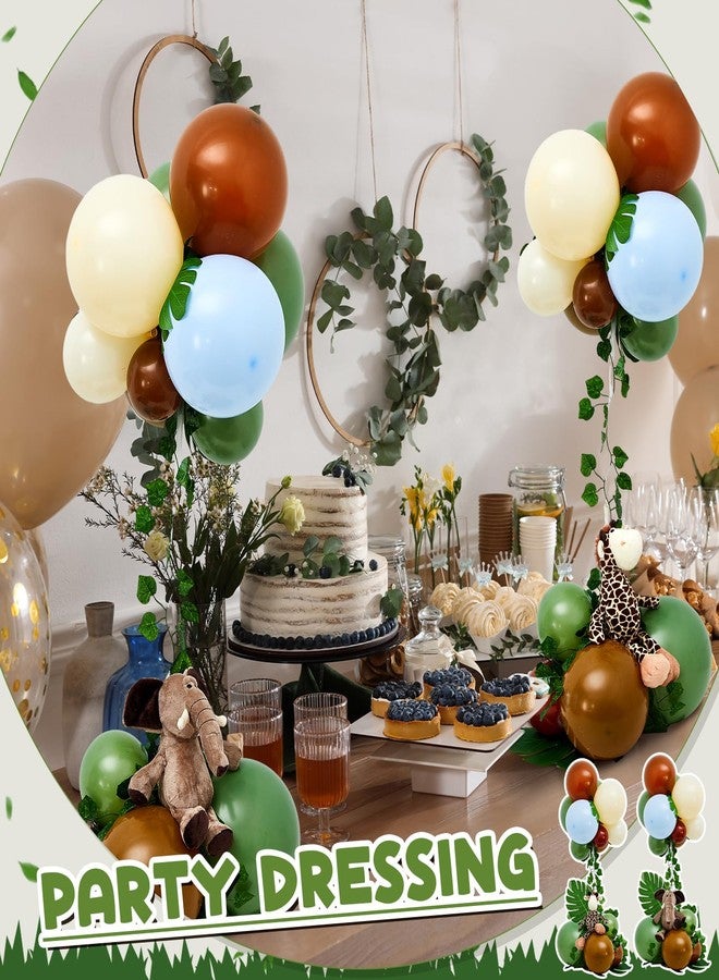 RoundFunny 6 Sets of Safari Baby Shower Decorations Centerpieces Balloons Stand Kit with Plush Jungle Animals Doll and Leafs Wild Animals Decor for Boys Kids Nursery Wild Forest Theme Birthday Party Supplies - Image 5